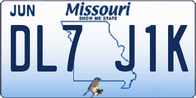 MO license plate DL7J1K
