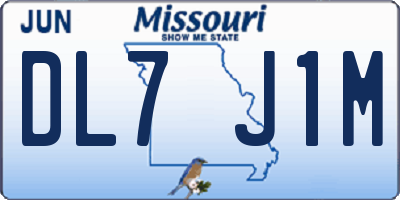 MO license plate DL7J1M