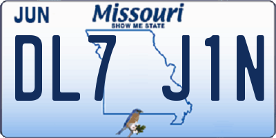 MO license plate DL7J1N