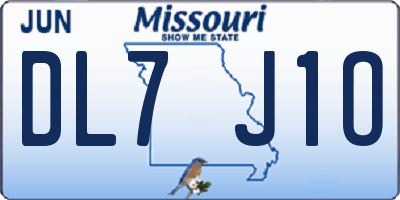 MO license plate DL7J1O