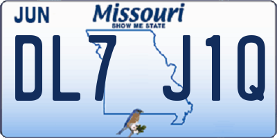 MO license plate DL7J1Q
