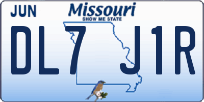 MO license plate DL7J1R