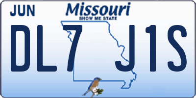 MO license plate DL7J1S