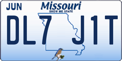 MO license plate DL7J1T