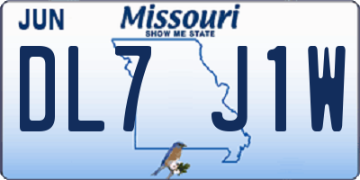 MO license plate DL7J1W