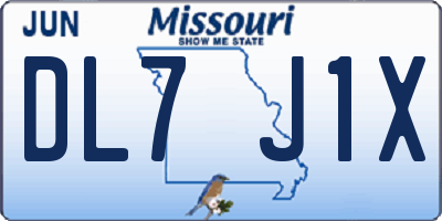 MO license plate DL7J1X