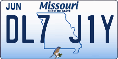 MO license plate DL7J1Y