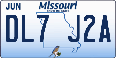 MO license plate DL7J2A