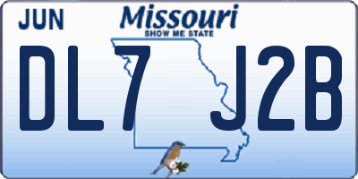 MO license plate DL7J2B