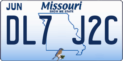 MO license plate DL7J2C