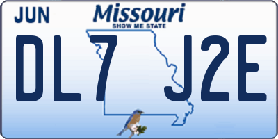 MO license plate DL7J2E