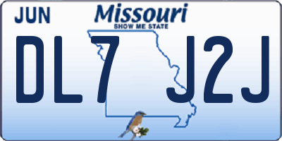 MO license plate DL7J2J
