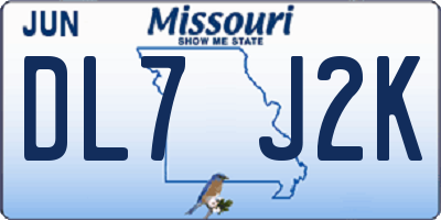 MO license plate DL7J2K