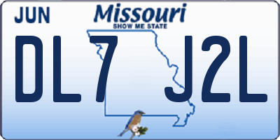 MO license plate DL7J2L