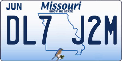 MO license plate DL7J2M