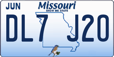 MO license plate DL7J2O