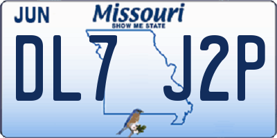 MO license plate DL7J2P