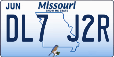 MO license plate DL7J2R