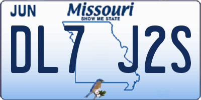 MO license plate DL7J2S