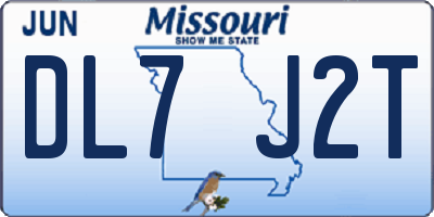 MO license plate DL7J2T