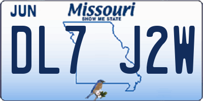 MO license plate DL7J2W
