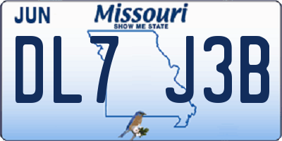 MO license plate DL7J3B