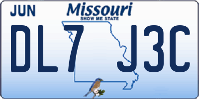 MO license plate DL7J3C