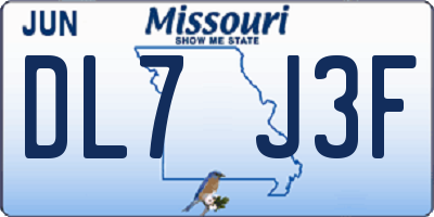 MO license plate DL7J3F
