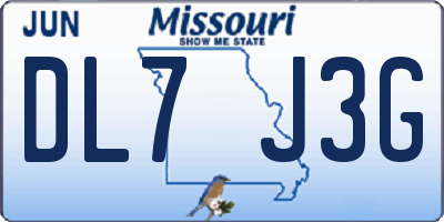 MO license plate DL7J3G