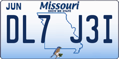 MO license plate DL7J3I