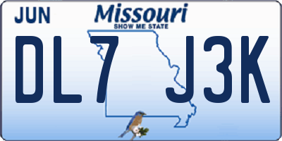 MO license plate DL7J3K