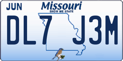 MO license plate DL7J3M