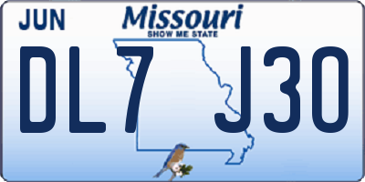 MO license plate DL7J3O