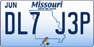 MO license plate DL7J3P