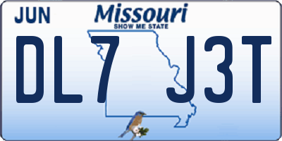 MO license plate DL7J3T