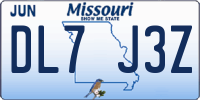 MO license plate DL7J3Z