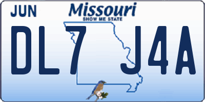 MO license plate DL7J4A