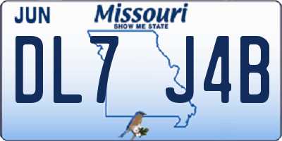 MO license plate DL7J4B