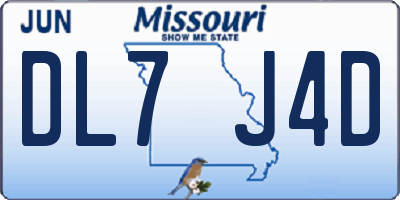 MO license plate DL7J4D