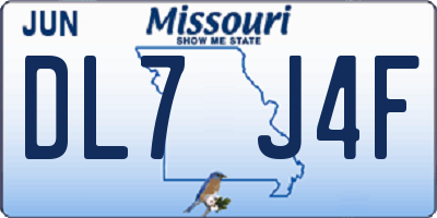 MO license plate DL7J4F