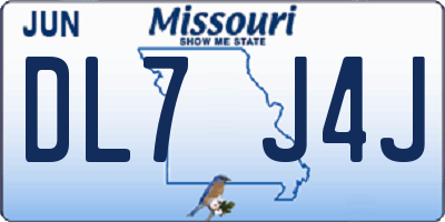 MO license plate DL7J4J