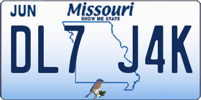 MO license plate DL7J4K