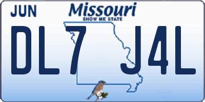 MO license plate DL7J4L