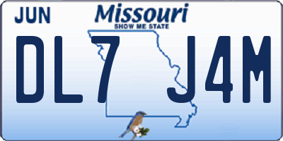 MO license plate DL7J4M
