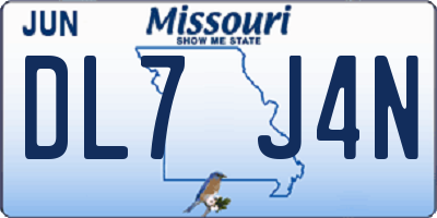 MO license plate DL7J4N