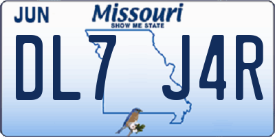 MO license plate DL7J4R