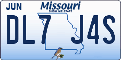 MO license plate DL7J4S