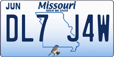 MO license plate DL7J4W