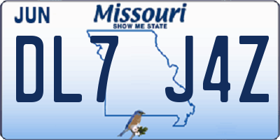 MO license plate DL7J4Z