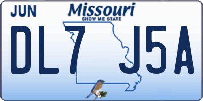 MO license plate DL7J5A